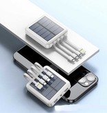 YTA Universele 20.000mAh Mini Solar Powerbank - 4 Types Oplaadkabel - Ingebouwde Zaklamp - Externe Noodaccu Batterij Oplader Charger Wit