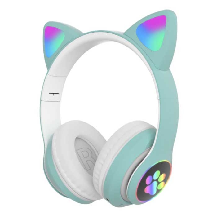 Auriculares Inalámbricos con Orejas de Gato - Kitty Headset Auriculares Inalámbricos Estéreo Verde