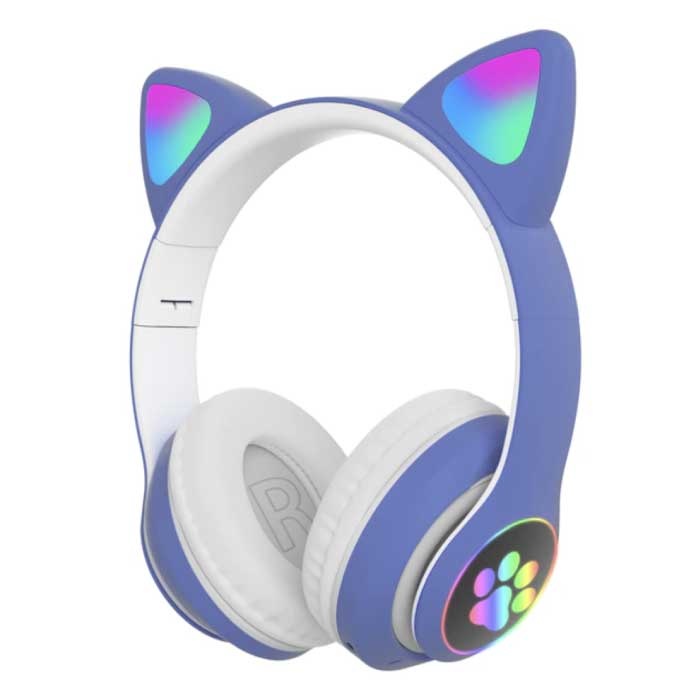 Wireless Headphones with Cat Ears - Kitty Headset Wireless Headphones Stereo Blue