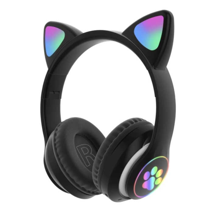 Wireless Headphones with Cat Ears - Kitty Headset Wireless Headphones Stereo Black