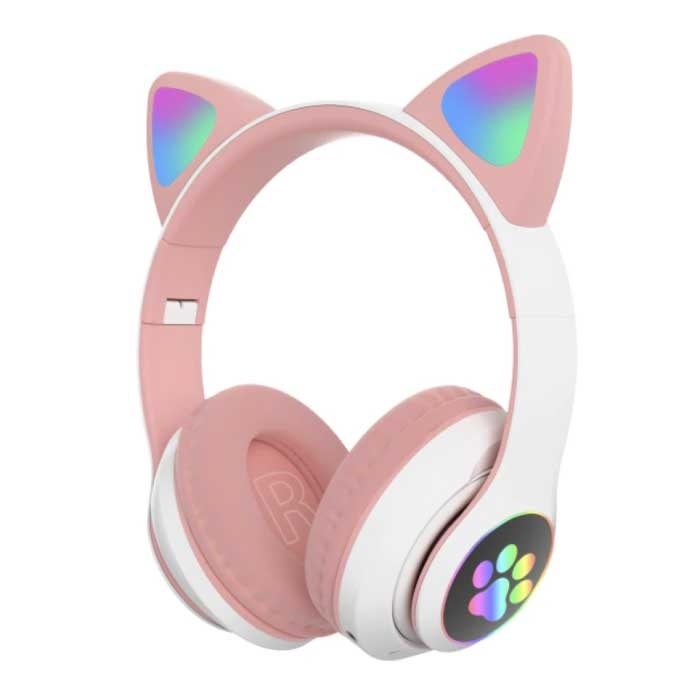 Wireless Headphones with Cat Ears - Kitty Headset Wireless Headphones Stereo Pink