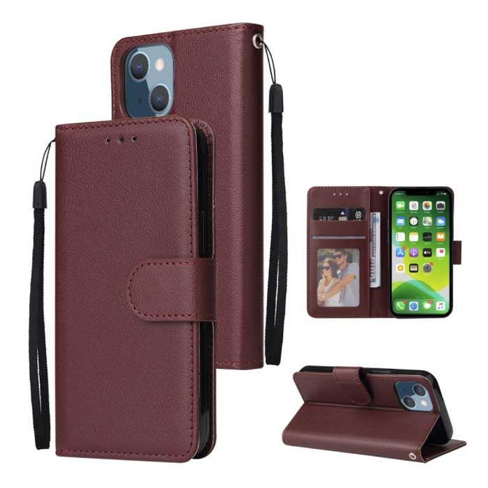 iPhone 5 Flip Case Wallet PU Leather - Wallet Cover Case Vin Rouge
