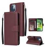 Stuff Certified® Custodia a portafoglio per iPhone 13 Pro in pelle PU - Custodia a portafoglio rosso vino