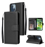 Stuff Certified® Custodia a portafoglio per iPhone 12 mini in pelle PU - Custodia a portafoglio nera