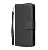Stuff Certified® Custodia a portafoglio per iPhone 13 Pro in pelle PU - Custodia a portafoglio nera