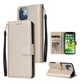 Stuff Certified® Custodia a portafoglio per iPhone 8 Plus in pelle PU - Custodia a portafoglio color oro