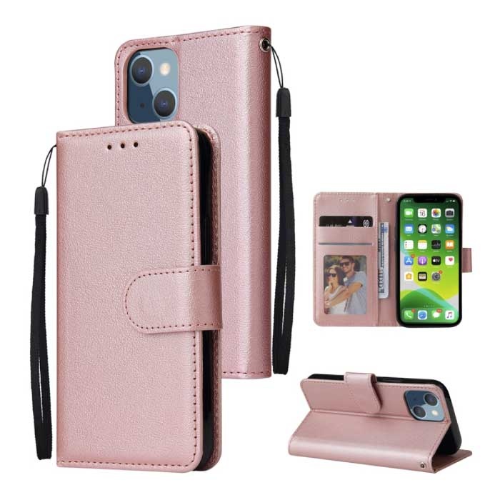 iPhone 5 Flip Case Wallet PU Leather - Wallet Cover Case Rose