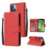 Stuff Certified® Custodia a portafoglio in pelle PU per iPhone SE (2016) - Custodia a portafoglio rossa