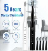 Stuff Certified® Electric Toothbrush Set - 8 Brush Heads - Waterproof Sonic USB Charging White