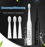 Stuff Certified® Juego de cepillos de dientes eléctricos - 8 cabezales de cepillo - Carga USB sónica a prueba de agua Blanco