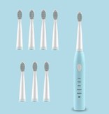 Stuff Certified® Electric Toothbrush Set - 8 Brush Heads - Waterproof Sonic USB Charging Blue