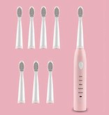 Stuff Certified® Electric Toothbrush Set - 8 Brush Heads - Waterproof Sonic USB Charging Pink