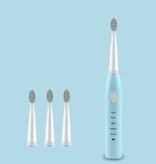 Stuff Certified® Juego de cepillos de dientes eléctricos - 4 cabezales de cepillo - Carga USB sónica a prueba de agua azul