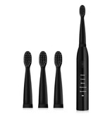 Stuff Certified® Electric Toothbrush Set - 4 Brush Heads - Waterproof Sonic USB Charging Black