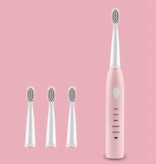 Stuff Certified® Electric Toothbrush Set - 4 Brush Heads - Waterproof Sonic USB Charging Pink
