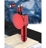 Vogek XJ08 3 en 1 USB Car Charger / Carcharger para iPhone Lightning / USB-C / Micro-USB con carga rápida de 60W - Rojo