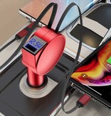 Vogek XJ08 3 en 1 USB Car Charger / Carcharger para iPhone Lightning / USB-C / Micro-USB con carga rápida de 60W - Rojo