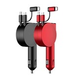 Vogek XJ08 3 in 1 USB Car Charger/Carcharger for iPhone Lightning / USB-C / Micro-USB with 60W Fast Charging - Red
