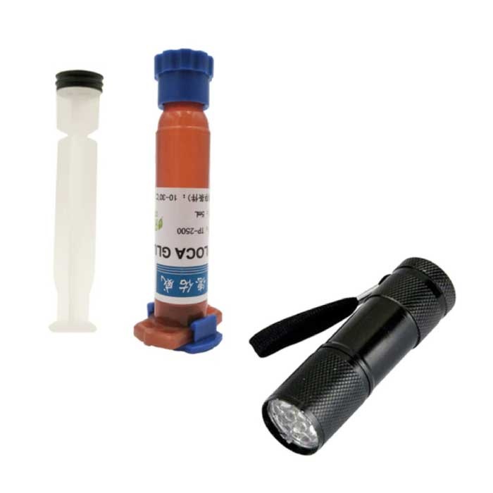 Kit de réparation Smartphone - Colle UV LOCA 50ml / Tampon / Lampe torche