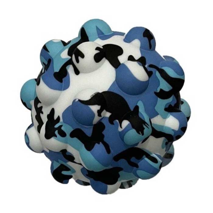 Pop It Balle Anti-Stress - Squishy Fidget Anti Stress Squeeze Ball Toy Bubble Ball Silicone Bleu Camo