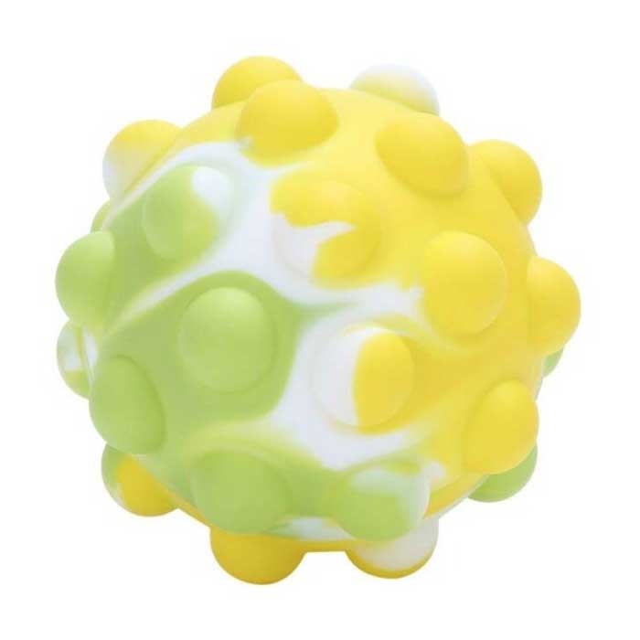 Stuff Certified® Pop It Stressbal - Squishy Fidget Anti Stress Knijpbal Speelgoed Bubble Bal Siliconen Groen Geel