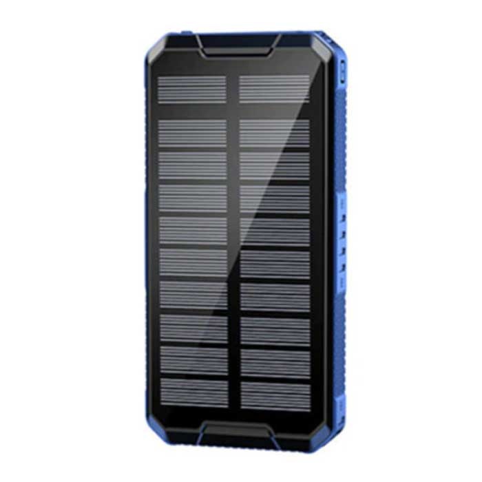 80.000mAh Solar Power Bank with 2 USB Ports - Built-in Flashlight - External Emergency Battery Battery Charger Charger Sun Blue