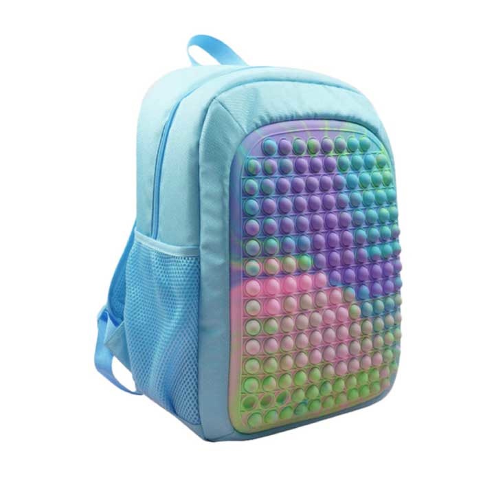 Mini Pop It Rugzak voor Kinderen - Antistress Fidget Zacht Speelgoed Bubble Tas Blauw