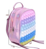 Stuff Certified® Plecak Mini Pop It dla dzieci — antystresowy worek na zabawki Fidget Bąbelkowy błyszczący różowy