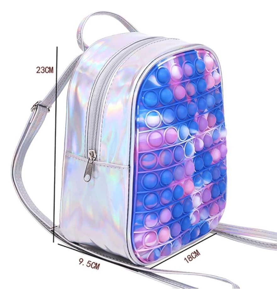 Stuff Certified® Mini-Pop-It-Rucksack für Kinder – Anti-Stress Fidget Soft Toys Bubble Bag Glossy White