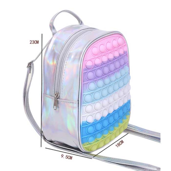 Mini Pop It Backpack for Kids - Anti-Stress Fidget Soft Toys Bubble Bag Glossy White