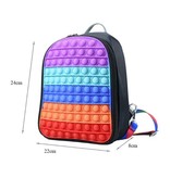 Stuff Certified® Mini Pop It Rugzak voor Kinderen - Antistress Fidget Zacht Speelgoed Bubble Tas Glossy Zwart Regenboog