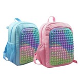 Stuff Certified® Mini Pop It Rugzak voor Kinderen - Antistress Fidget Zacht Speelgoed Bubble Tas Glossy Roze Regenboog