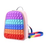 Stuff Certified® Mini Pop It Rugzak voor Kinderen - Antistress Fidget Zacht Speelgoed Bubble Tas Glossy Roze Regenboog