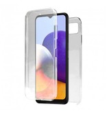 SGP Hybrid Coque Samsung Galaxy A22 Full Body 360° - Coque en silicone TPU transparente à protection complète + Protecteur d'écran PET