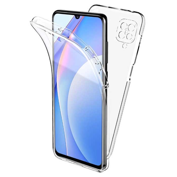 Funda Samsung Galaxy A22 5G Full Body 360° - Funda de silicona TPU transparente de protección completa + protector de pantalla PET