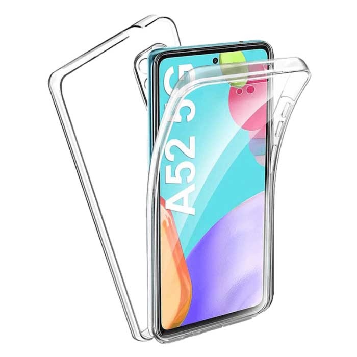 Funda Samsung Galaxy A52 5G Full Body 360° - Funda de silicona TPU transparente de protección completa + protector de pantalla PET