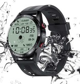 SACOSDING Smartwatch z ciśnieniomierzem i miernikiem tlenu - Fitness Sportowy zegarek z funkcją śledzenia aktywności iOS Android - Skórzany pasek Pomarańczowy