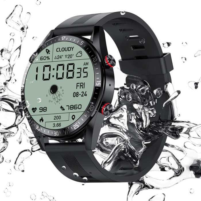 Smartwatch con misuratore di pressione sanguigna e misuratore di ossigeno -  Fitness Sport Activity Tracker Watch iOS Android - Cinturino in pelle