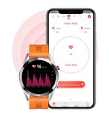 SACOSDING Smartwatch with Blood Pressure Monitor and Oxygen Meter - Fitness Sport Activity Tracker Watch iOS Android - Leather Strap Orange