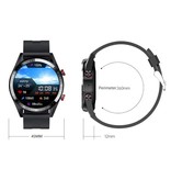 SACOSDING Smartwatch with Blood Pressure Monitor and Oxygen Meter - Fitness Sport Activity Tracker Watch iOS Android - Leather Strap Black