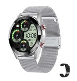 SACOSDING Montre Connectée avec Bracelet Supplémentaire - Tensiomètre et Oxymètre - Fitness Sport Activity Tracker Watch iOS Android - Mesh Strap Silver