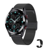 SACOSDING Montre Connectée avec Bracelet Supplémentaire - Tensiomètre et Oxymètre - Fitness Sport Activity Tracker Watch iOS Android - Mesh Strap Noir