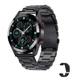 SACOSDING Montre Connectée avec Bracelet Supplémentaire - Tensiomètre et Oxymètre - Fitness Sport Activity Tracker Montre iOS Android - Bracelet Acier Noir