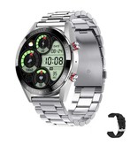 SACOSDING Smartwatch with Extra Strap - Blood Pressure Monitor and Oxygen Meter - Fitness Sport Activity Tracker Watch iOS Android - Steel Strap Silver