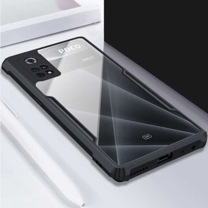 Xiaomi Poco X4 Pro Transparant Bumper Hoesje Case Cover Silicone TPU Anti-Shock Zwart