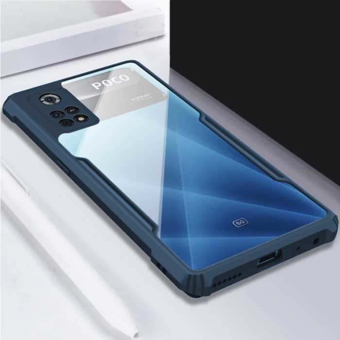 Xiaomi Poco X4 Pro Transparente Bumper Case Funda Silicona TPU Anti-Shock Azul