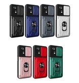 QMXD Xiaomi Poco X4 Pro 5G - Card Slot Case with Kickstand and Camera Protection - Pop Grip Cover Case Black