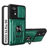 QMXD Xiaomi Poco X4 Pro 5G - Custodia con slot per schede con supporto e protezione per fotocamera - Custodia Pop Grip Cover Verde