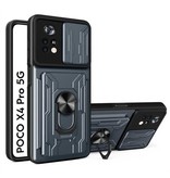 QMXD Xiaomi Poco X4 Pro 5G - Custodia con slot per schede con supporto e protezione per fotocamera - Custodia Pop Grip Cover Grigia