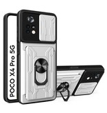 QMXD Xiaomi Poco X4 Pro 5G - Custodia con slot per schede con supporto e protezione per fotocamera - Custodia Pop Grip Cover bianca